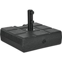 Outsunny 40kg Square Umbrella Parasol Base with Wood Effect, Plastic Umbrella Stand for Outdoor Patio Umbrella, Black