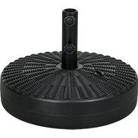 Outsunny 29kg Round Umbrella Parasol Base with Rattan Effect, Plastic Umbrella Stand for Outdoor Patio Umbrella, Black Aosom UK