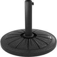 Outsunny Umbrella Base, Heavy Duty Concrete Base Holder with Steel Pole, Round Parasol Stand for Patio, Outdoor, Garden, Black