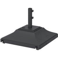 Outsunny 60kg Square Parasol Base with Wheels, 38mm, 48mm Heavy Duty Plastic Umbrella Stand, Fillable Parasol Stand for Outdoor Patio Umbrella, Black