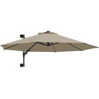 Outsunny 3(m) Wall-Mounted Parasol Shade, with Handle - Khaki
