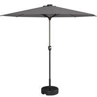 Outsunny Waterproof Patio Parasol with Solar-Powered LED Lights, Crank Handle Outdoor Umbrella, Charcoal Grey Aosom UK