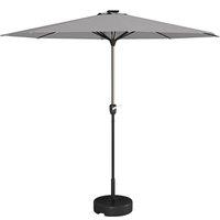 Outsunny Waterproof Patio Umbrella with Solar-Powered LED Lights, Outdoor Parasol with Crank Handle, Light Grey Aosom UK