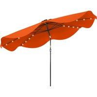 Outsunny Solar Patio Umbrella with LED and Tilt, Outdoor Market Table Umbrella Parasol with Crank, 3 x 3 (m), Orange