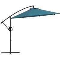 Outsunny Waterproof Cantilever Parasol 3(m) with Cross Base, Banana Umbrella with Crank Handle, Tilt & 8 Ribs, Blue Aosom UK