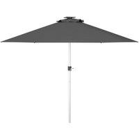Outsunny Waterproof LED Patio Umbrella, Lighted Deck Umbrella with 4 Lighting Modes, Solar & USB Charging, Charcoal Grey Aosom UK