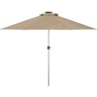 Outsunny Waterproof LED Patio Umbrella, Lighted Deck Umbrella with 4 Lighting Modes, Solar & USB Charging, Khaki Aosom UK