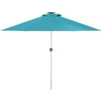 Outsunny Waterproof LED Patio Umbrella, Lighted Deck Umbrella with 4 Lighting Modes, Solar & USB Charging, Blue Aosom UK
