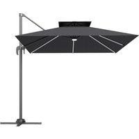 Outsunny 2.5m Cantilever Parasol with Solar Powered LED Lights, 360 Rotation, Tilt Adjustment, Crank Handle, Dark Grey