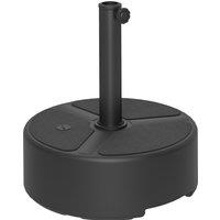 Outsunny Round Garden Parasol Base, Garden Umbrella Stand Heavy Duty Parasol Base, Filled Up to 20kg with Stand or 18kg with Water, Black
