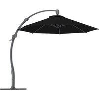 Outsunny 3(m) Garden Cantilever Parasol, Round Overhanging Umbrella with Crank Handle, Cross Base, Aluminium Frame and 360 Rotation, Banana Patio Umbrella for Outdoor Sun Shade, Black