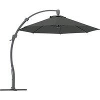 Outsunny 3(m) Garden Cantilever Parasol, Round Overhanging Umbrella with Crank Handle, Cross Base, Aluminium Frame and 360 Rotation, Banana Patio Umbrella for Outdoor Sun Shade, Grey