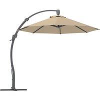 Outsunny 3(m) Garden Cantilever Parasol, Round Overhanging Umbrella with Crank Handle, Cross Base, Aluminium Frame and 360 Rotation, Banana Patio Umbrella for Outdoor Sun Shade, Khaki