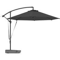 Outsunny 3(m) Garden Cantilever Parasol with Fillable Base, Cover, Round Banana Hanging Umbrella with Crank Handle and Tilt, UPF50+, Grey