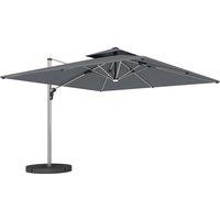 Outsunny 3(m) Garden Cantilever Parasol with Solar LED Lights, Cross Base, 360 Rotation, Crank Handle and Tilt, Grey