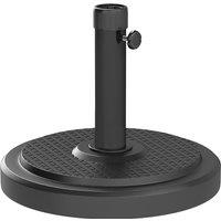 Outsunny 22kg Garden Parasol Base, Round HDPE Sun Umbrella Base, Heavy Duty Outdoor Umbrella Stand for 38mm or 48mm Outdoor Umbrella Poles, Black