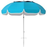 Outsunny Beach Umbrella Portable with Sand Anchor, Carry Bag, Adjustable Height & Tilt, UPF50+ UV Protection, Blue