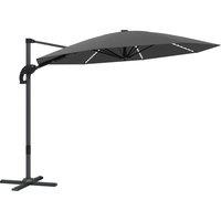 Outsunny 3m Cantilever Garden Parasol, UPF 50+ Parasol Umbrella 360 Rotation with Strong Ribs, Crank Handle, Dark Grey Aosom UK