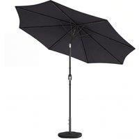 Outsunny 2.7 m Garden Parasol Umbrella with Cross Base and Sandbag, Retractable Ribs, Outdoor Table Market Umbrella, Black