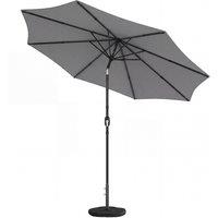 Outsunny 2.7 m Garden Parasol Umbrella with Cross Base and Sandbag, Retractable Ribs, Outdoor Table Market Umbrella, Light Grey