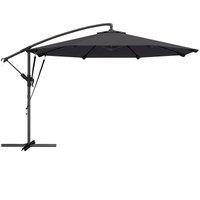 Outsunny 3 m Cantilever Parasol with Protective Cover and Wind Ropes, Banana Parasol with Crank Handle, Black