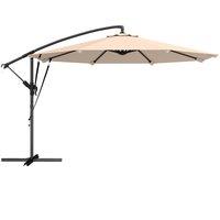 Outsunny 3 m Cantilever Parasol with Protective Cover and Wind Ropes, Banana Parasol with Crank Handle, Khaki