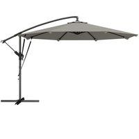 Outsunny 3 m Cantilever Parasol with Protective Cover and Wind Ropes, Banana Parasol with Crank Handle, Light Grey