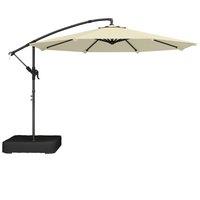 Outsunny 3 m Garden Cantilever Parasol with Cross Base, Sandbag, 360 Rotating Overhanging Banana Umbrella, Beige