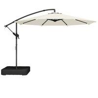 Outsunny 3 m Garden Cantilever Parasol with Cross Base, Sandbag, 360 Rotating Overhanging Banana Umbrella, Cream White