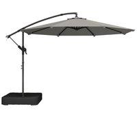 Outsunny 3 m Garden Cantilever Parasol with Cross Base, Sandbag, 360 Rotating Overhanging Banana Umbrella, Grey