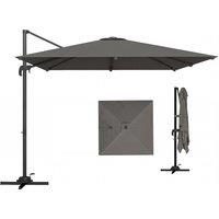 Outsunny 3 x 3 m Cantilever Parasol, Square Patio Umbrella with Crank Handle, Cross Base, Tilt, 360 Rotation, Dark Grey