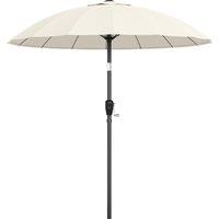Outsunny 2 m Shanghai Garden Parasol Umbrella with 16 Fibreglass Ribs, Outdoor Parasol Sun Shade with Crank & Tilt, Cream White