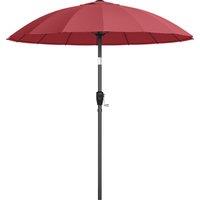 Outsunny 2 m Shanghai Garden Parasol Umbrella with 16 Fibreglass Ribs, Outdoor Parasol Sun Shade with Crank & Tilt, Wine Red