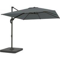 Outsunny 2.4 x 2.4m Cantilever Parasol with Umbrella Weights, UPF50+ Offset Outdoor Umbrella w/ Easy Tilt Adjustment, Dark Grey