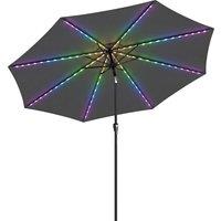 Outsunny 3 m Garden Parasol Umbrella with 112 Solar Powered LED Lights, Patio Umbrella with Crank Handle, Grey