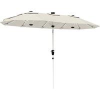 Outsunny 3 m Double-Sided Garden Parasol with LED Solar Lights, Outdoor Extra Large Sun Umbrella with Crank Handle, Cream White