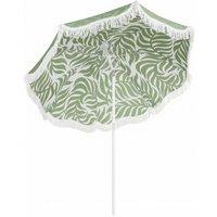 Outsunny 1.8 m Beach Umbrella Parasol with Sand Anchor, Portable Tilting Garden Parasol with Adjustable Height, Green