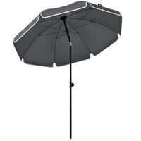 Outsunny 1.8 m Beach Umbrella Parasol with Sand Anchor, Portable 30 Tilting Patio Sun Shade with Adjustable Height, Dark Grey