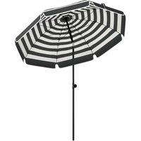 Outsunny 1.8 m Beach Umbrella Parasol with Sand Anchor, Portable 30 Tilting Patio Sun Shade with Adjustable Height, Grey/White