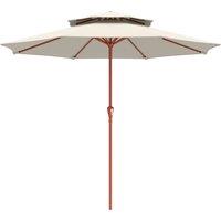 Outsunny 2.7 m Garden Parasol with Double Top Outdoor Market Table Umbrella with Crank System, Cream White