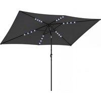 Outsunny 3 x 2 m Garden Parasol Umbrella with LED Solar Light, Parasol Cover, Outdoor Market Patio Umbrella, Black
