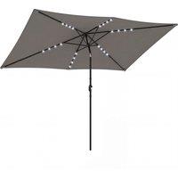 Outsunny 3 x 2 m Garden Parasol Umbrella with LED Solar Light, Parasol Cover, Outdoor Market Patio Umbrella, Dark Grey
