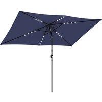 Outsunny 3 x 2 m Garden Parasol Umbrella with LED Solar Light, Parasol Cover, Outdoor Market Patio Umbrella, Navy Blue