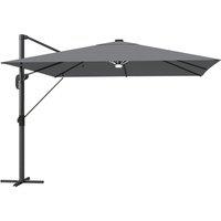 Outsunny 3 x 3 m Garden Cantilever Parasol with Light, Cover, Overhanging Umbrella w/ Wind Protection, 360 Rotation, Light Grey