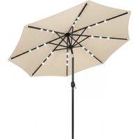 Outsunny 2.6 m Garden Parasol Umbrella with LED Solar Light, Parasol Cover, Outdoor Market Patio Umbrella, Beige