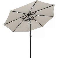 Outsunny 2.6 m Garden Parasol Umbrella with LED Solar Light, Parasol Cover, Outdoor Market Patio Umbrella, Light Grey