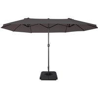 Outsunny 4.6m Garden Parasol Double-Sided Sun Umbrella Patio Market Shelter Canopy Shade with Umbrella Stand, Grey Aosom UK