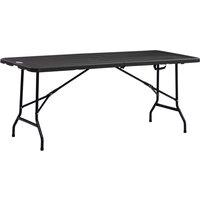 Outsunny Folding Garden Dining Table for 6, Rectangular Outdoor Dining Table with HDPE Tabletop and Steel Frame for Balcony, Porch, Charcoal Grey