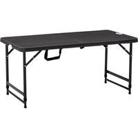 Outsunny Foldable Patio Dining Table for 4, Height Adjustable Outdoor Table for Garden, Lawn, Dark Grey