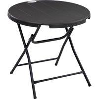Outsunny Foldable Round Garden Table for 4, Outdoor Dining Table with HDPE Tabletop and Steel Frame, 80 x 80 x 73 cm, Dark Grey Aosom UK